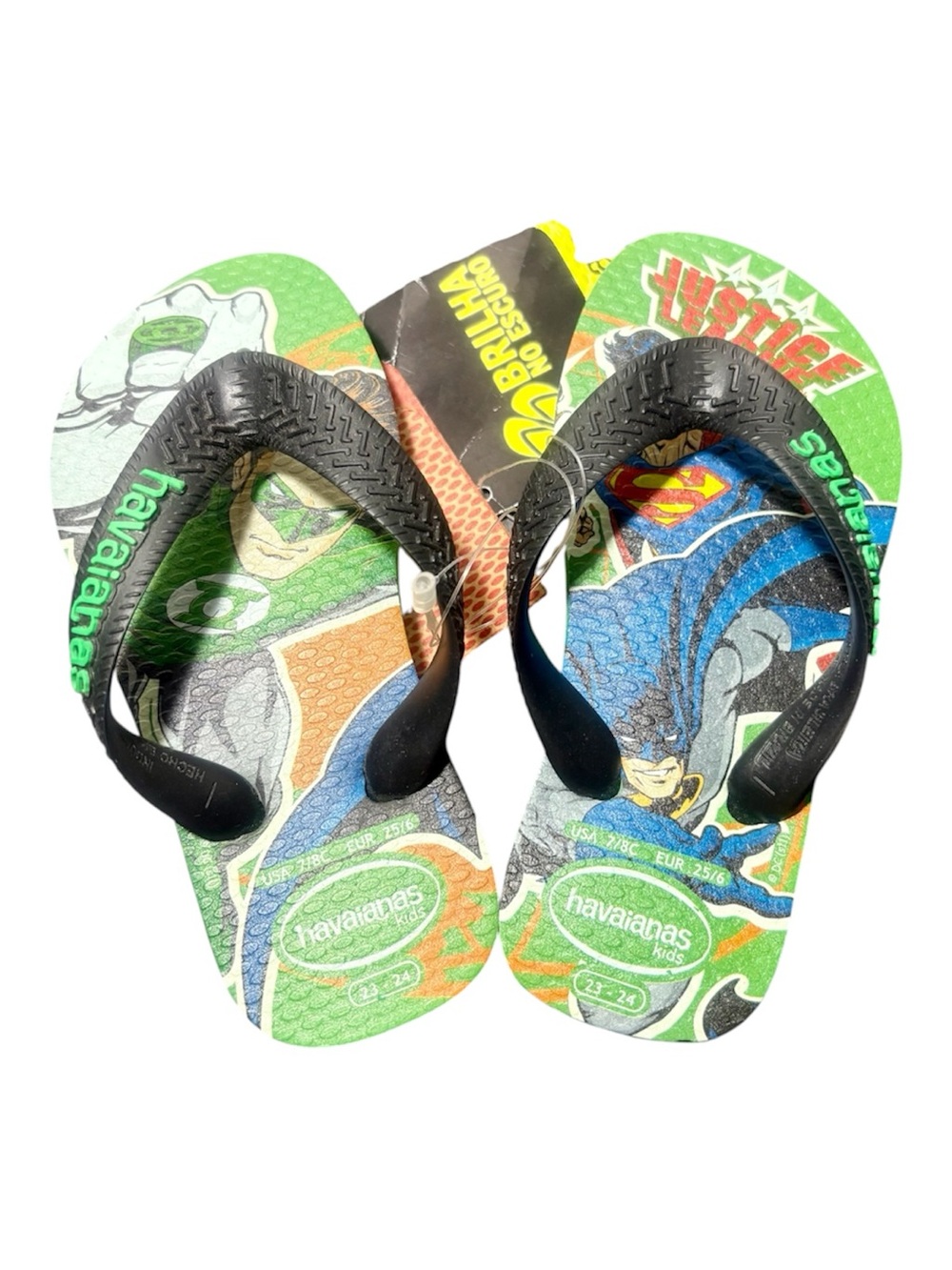 HAVAIANAS Kids Justice League Green & Black Flip Flops